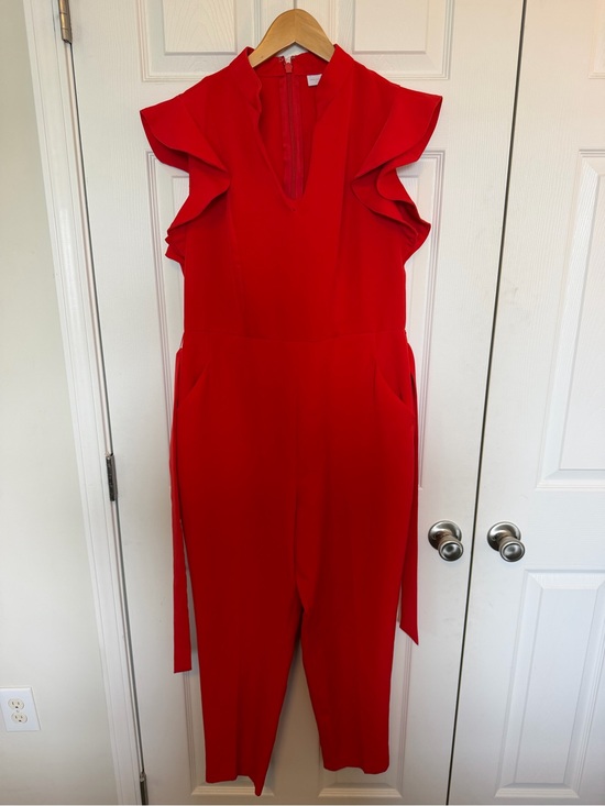 New York & Company Pants - New York & Company Red Ruffle Sleeve Jumpsuit Size Large